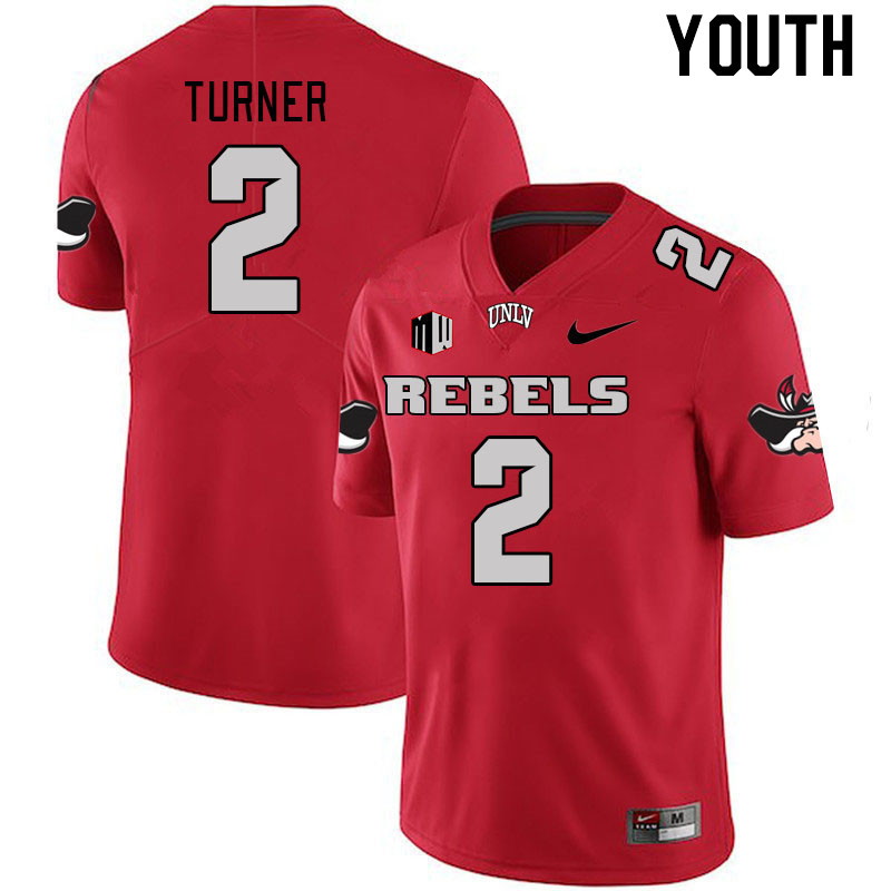Youth #2 Jaxen Turner UNLV Rebels 2023 College Football Jerseys Stitched-Scarlet - Click Image to Close
